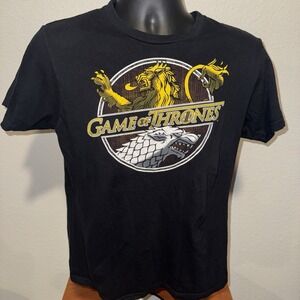 Game of Thrones Black T-Shirt Medium HBO Stark & Lannister House Sigils GOT